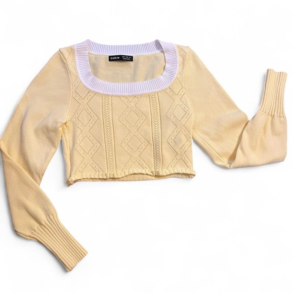 SHEIN Yellow Knit Sweater Cardigan